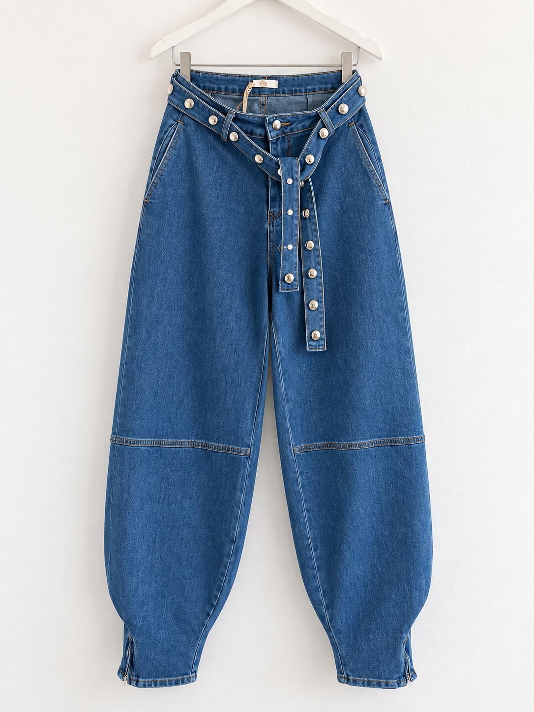 💙 Statement Balloon Jeans mit Gürtel
