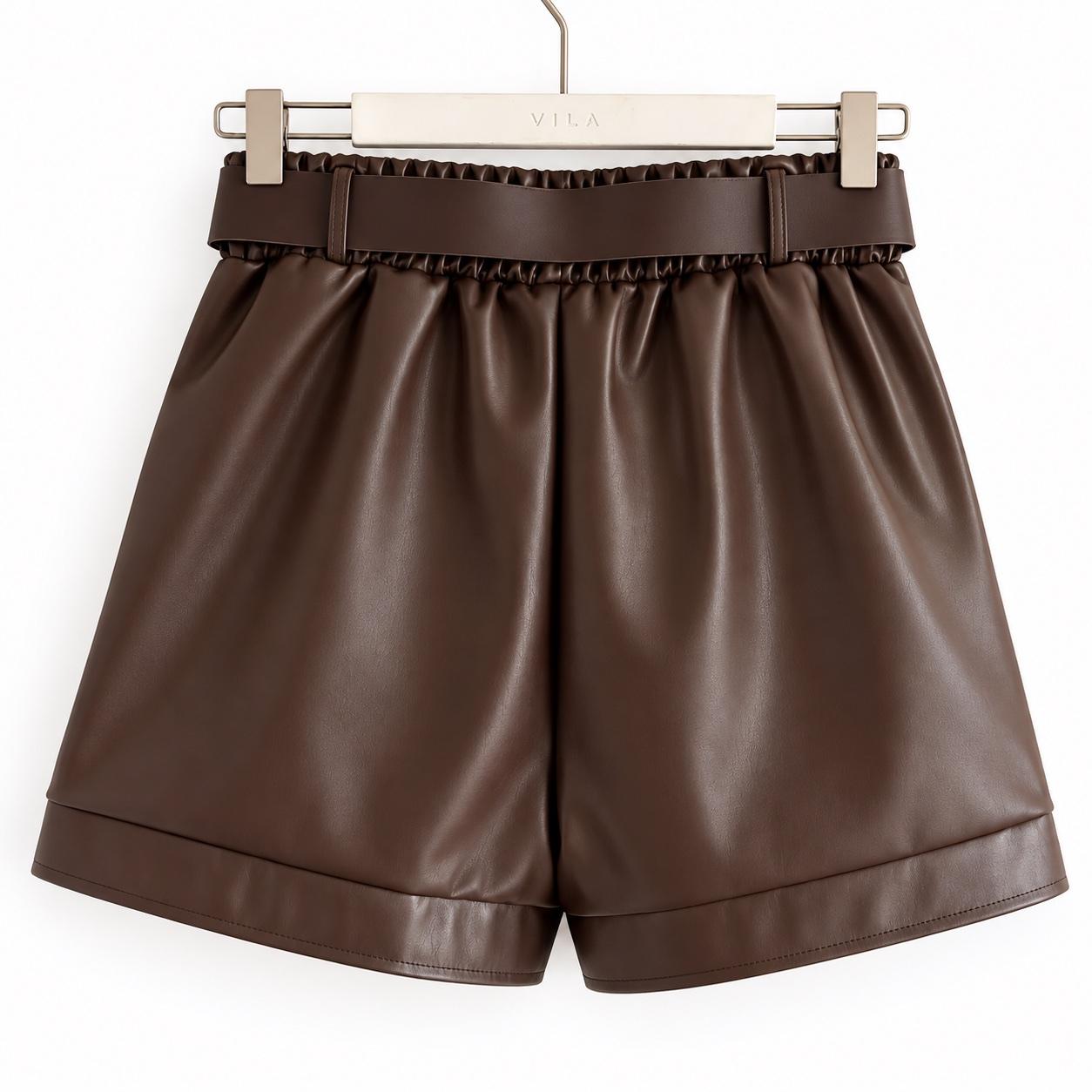 🤎 Lederlook-Shorts mit Gürtel, Bild 2