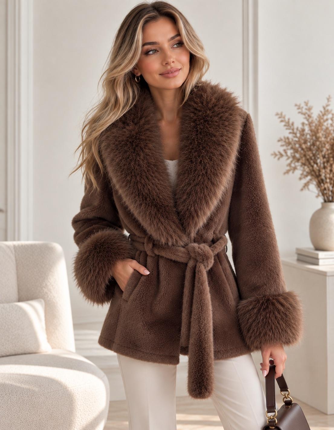 NOELLE Faux Fur Jacket – Brown 🤎, Bild 1