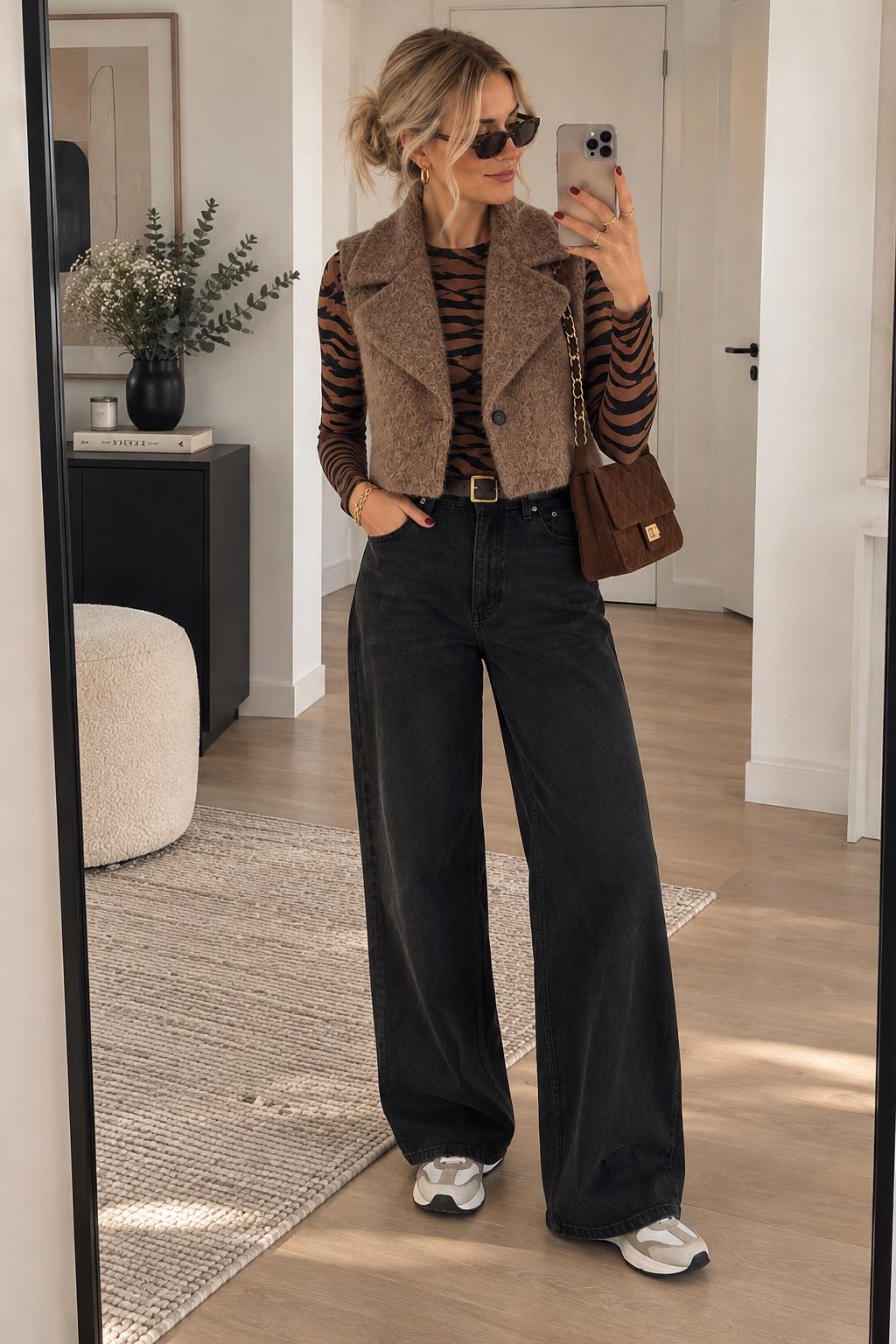 Schwarze Hose mit weitem Bein, Bild 4