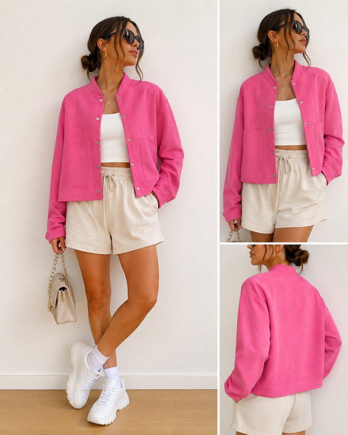 Velour Jacke, Pink, Produktbild 1