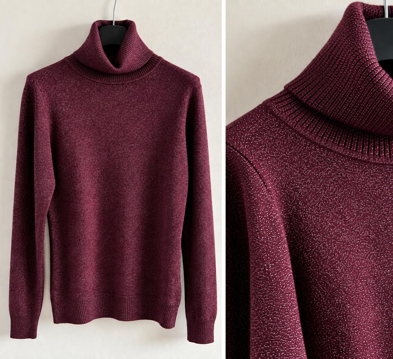 Glitzer-Rollkragenpullover – Pflaume, Bild 1